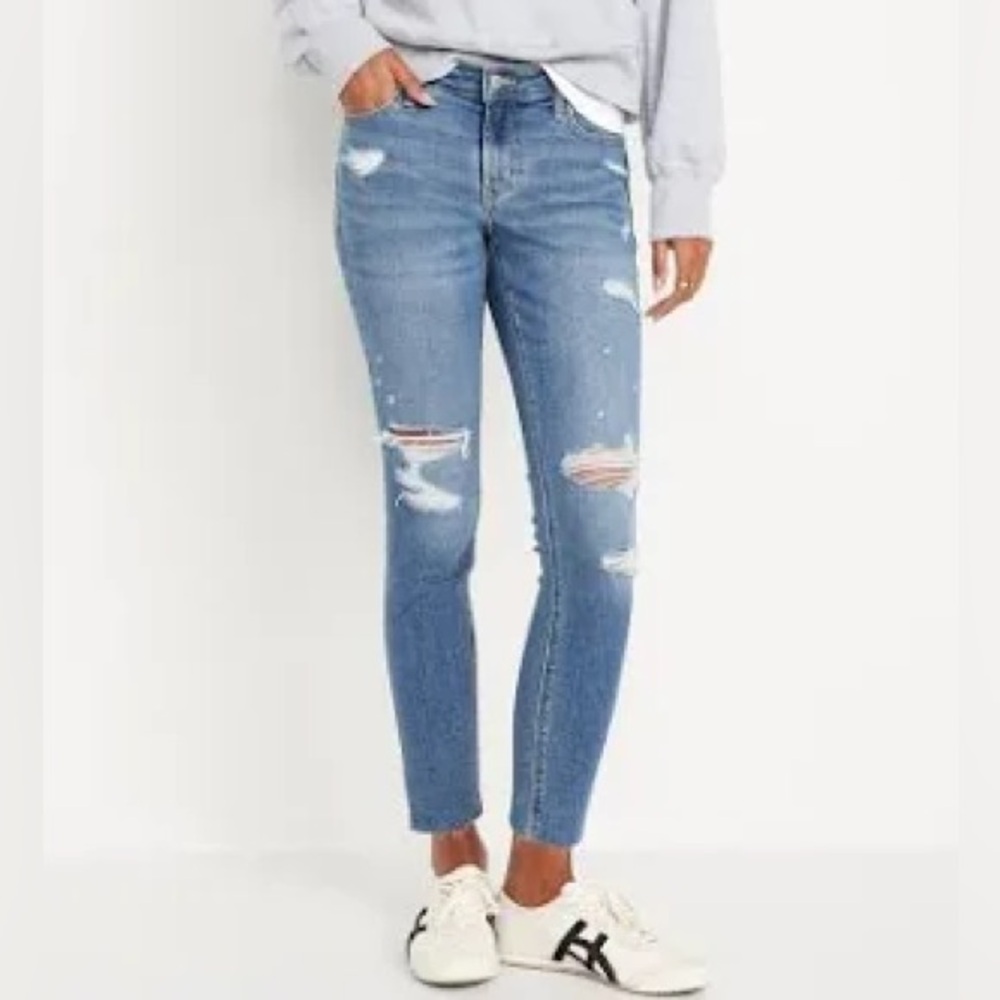 Old Navy Rockstar Super Skinny Mid Rise Jeans Distressed Size 4